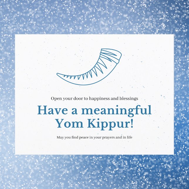 Minimalist Blue Shofar Meaningful Yom Kippur Postcard (Creator Uploaded)