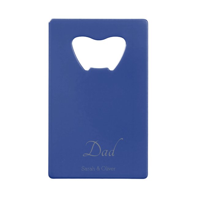 Minimalist Blue & Silver "Dad" Custom -  Credit Card Bottle Opener (Front)