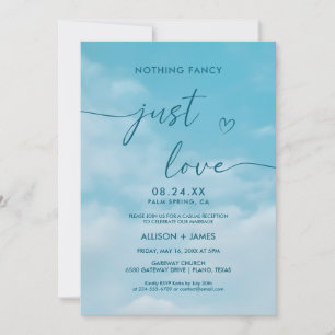 Minimalist Blue Sky Just Love Casual Invitation
