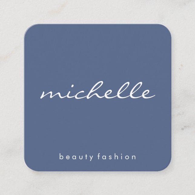 Minimalist (blue) square business card (Front)