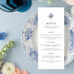 Minimalist Blue Thistle Wedding Menu