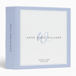 Minimalist Blue Two Border Monogram Binder