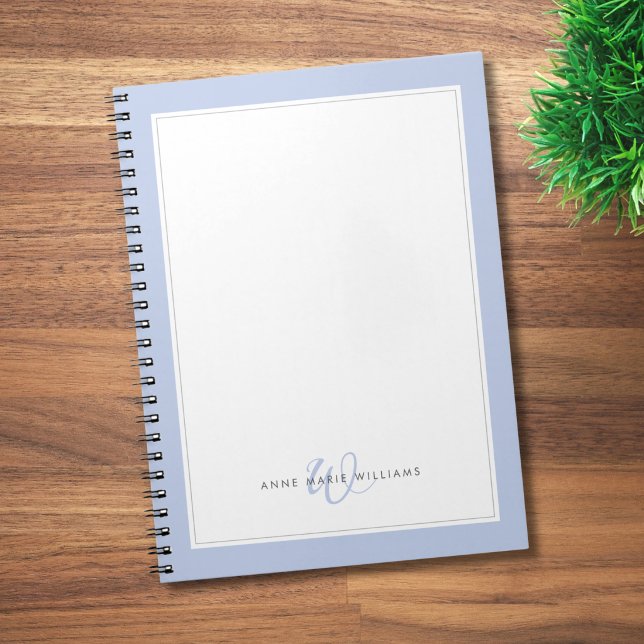 Minimalist Blue Two Border Monogram  Notebook (Creator Uploaded)