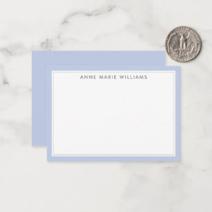 Minimalist Blue Two Border Name Note Card