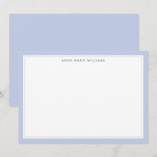Minimalist Blue Two Border Name Note Card
