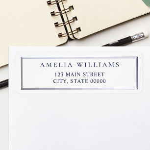 Minimalist Blue Two Border Return Address