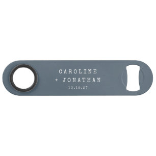 Minimalist Blue Typewriter Unique Wedding Favour Bar Key