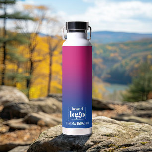 Minimalist Blue Violet Gradient Elemental Logo Water Bottle