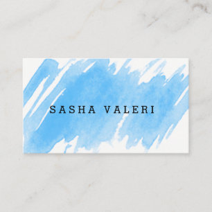 Minimalist Blue Watercolor Business Card
