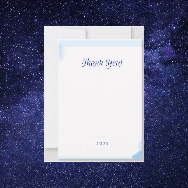 Minimalist blue watercolor monogram note card (Creator Uploaded)