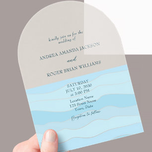 Minimalist Blue Watercolor Wedding Acrylic Invitations