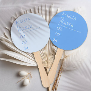 Minimalist Blue Wedding Hand Fans