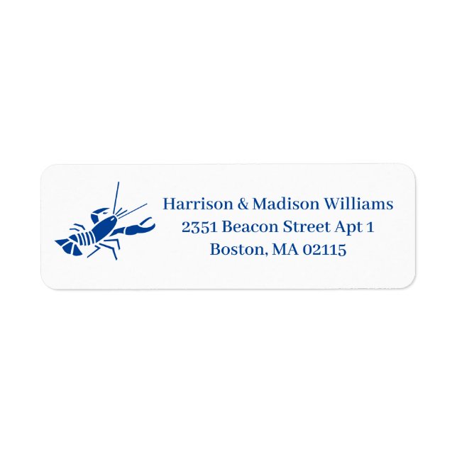 Minimalist blue white lobster fun custom address (Front)
