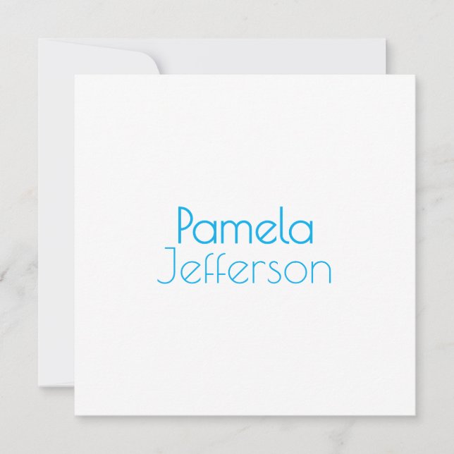 Minimalist Blue & White Professional Modern Name (Front)