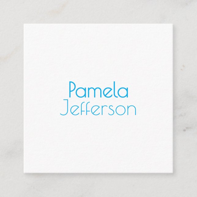 Minimalist Blue & White Professional Modern Name Enclosure Card (Front)