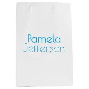 Minimalist Blue & White Professional Modern Name Medium Gift Bag