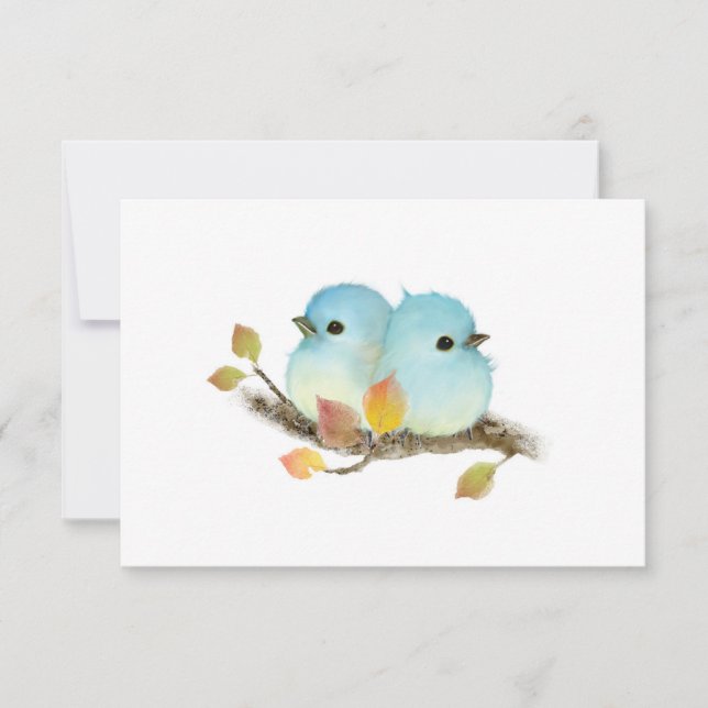 Minimalist Bluebirds Wildlife Blank Notecards (Front)
