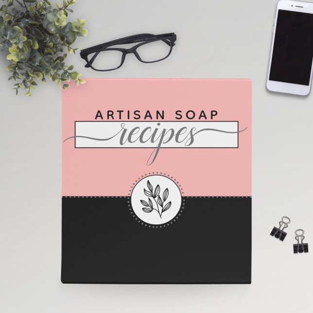 Minimalist Blush and Black Soap Recipe Binder (Minimalist Blush and Black Soap Recipe 3 Ring Binder
)