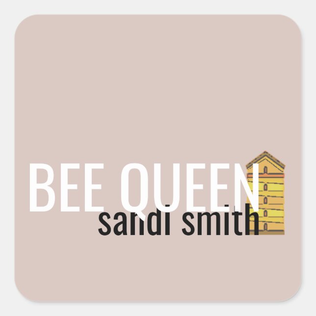 Minimalist Blush BEE QUEEN hive honey beekeeper Square Sticker (Front)