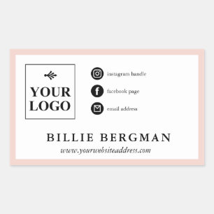 Minimalist Blush Black Social Media Your Logo Sticker