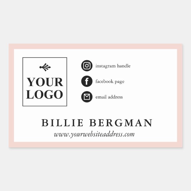 Minimalist Blush Black Social Media Your Logo Sticker (Front)