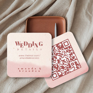 Minimalist Blush & Bloom Bold Script QR Code RSVP Enclosure Card