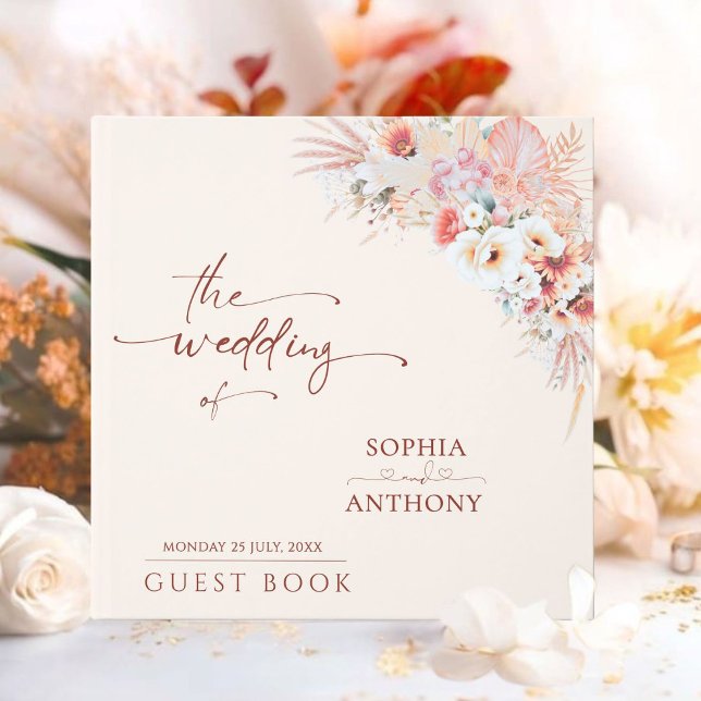 Minimalist Blush Boho Floral Wedding Guest Book  (Creator Uploaded)
