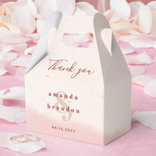 Minimalist Blush Bold Script Wedding Thank you Favor Box