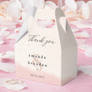 Minimalist Blush Bold Script Wedding Thank you Favor Box