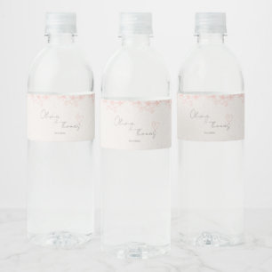 Minimalist Blush Floral Water Bottle Label