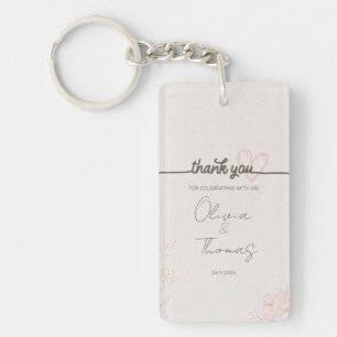 Minimalist Blush Floral Wedding Gift Keychain