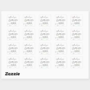 Minimalist Blush Floral Wedding Square Sticker Tag