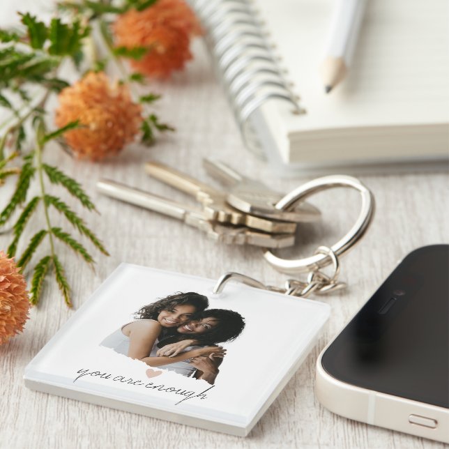 Minimalist Blush Heart – You Are Enough -  Keychain (Front Right)