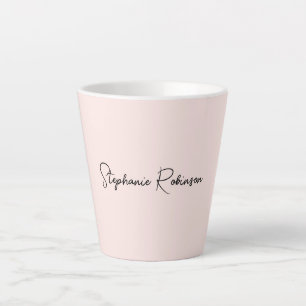 Minimalist Blush Monogram Name Typography Script Latte Mug