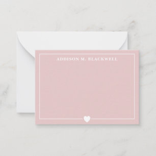Minimalist Blush Pink and White Heart Personalized Card