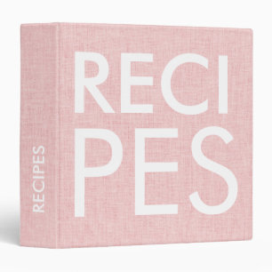 Minimalist Blush Pink Bold Typography Recipes Binder