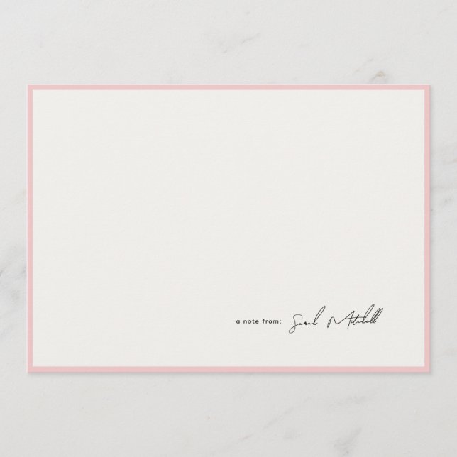 Minimalist Blush Pink Border Personalized Script Card (Front)