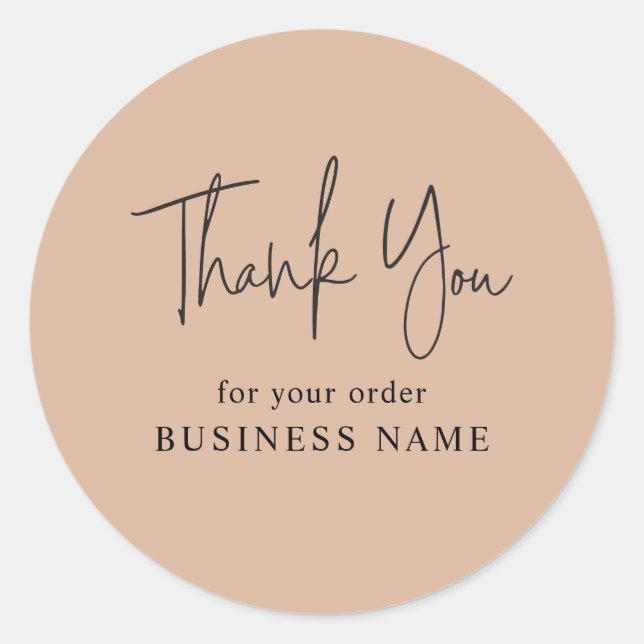 Minimalist Blush Pink Business Thank You Packaging Classic Round Sticker (Front)