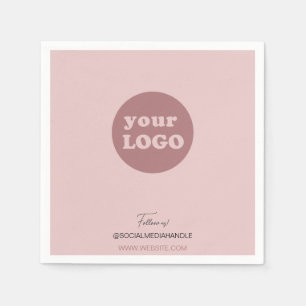 Minimalist Blush Pink Custom Business Logo Napkin