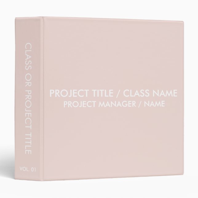 Minimalist blush pink custom class project name binder (Front/Spine)