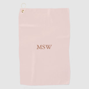 Minimalist blush pink custom monogram initials golf towel