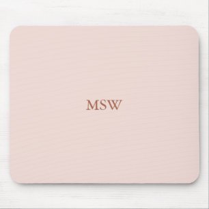 Minimalist blush pink custom monogram initials mouse pad