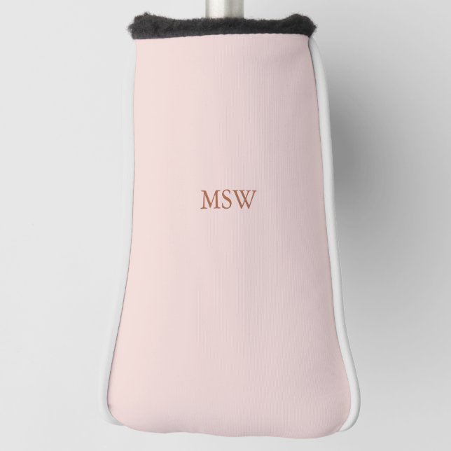 Minimalist blush pink custom monogram stylish chic golf head cover (Rotate 90)