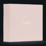 Minimalist blush pink custom name monogram solid binder<br><div class="desc">Custom name,  text,  initials or monogram blush pink solid plain simple minimalist elegant chic 3 ring binder.
Customizable white text,  blush pink solid plain background.
Great for school,  work,  business,  as a photo album,  portfolio or recipe book.</div>