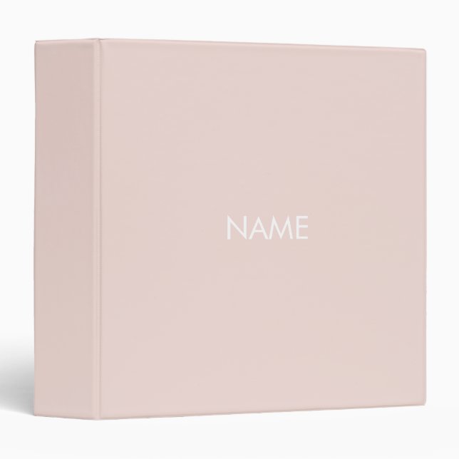 Minimalist blush pink custom name monogram solid binder (Front/Spine)