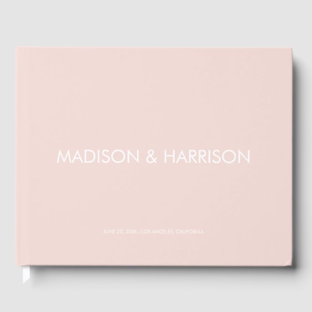 Minimalist blush pink custom simple Wedding  Guest Book (Front)