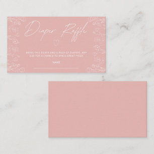 Minimalist Blush Pink Diaper Raffle Ticket  Enclosure Card