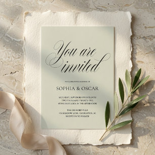 Minimalist Blush Pink Elegant Script Wedding  Invitation