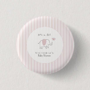 Minimalist Blush Pink Elephant Baby Shower 1 Inch Round Button
