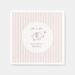 Minimalist Blush Pink Elephant Baby Shower Napkin